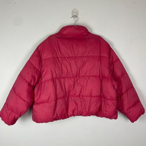 Old Navy Womens XXL Water-Resistant Puffer Jacket Cropped‎ Red Zip Pockets Fall - Picture 7 of 10